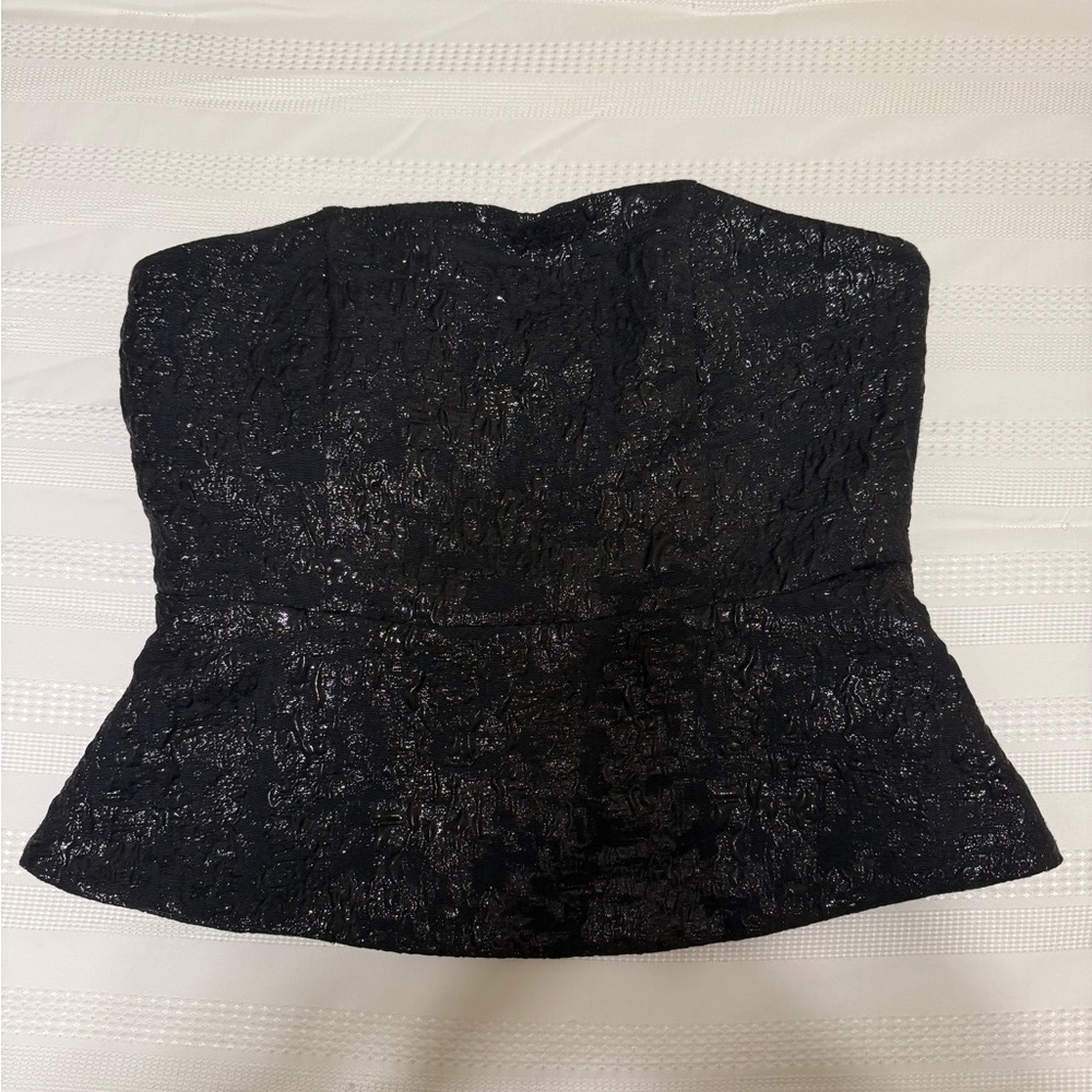 H&M Black Textured Bustier Top